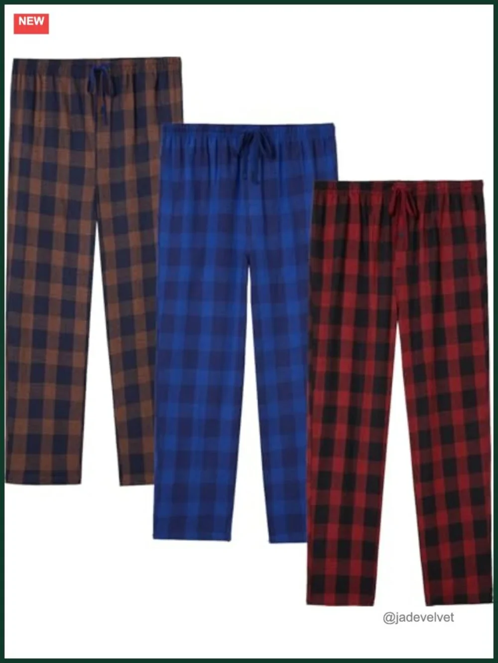 Flannel Pajama Pants 3 Pack Cotton Sleep Lounge Pockets Button Fly